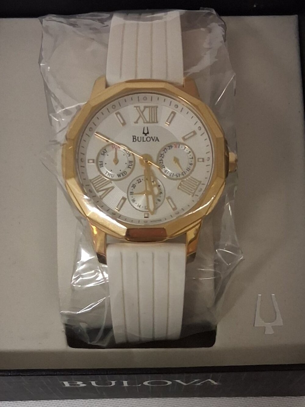Bulova, Strap, Women's Watch, Stainless Steel Yellow Gold Plated Case, 97N108